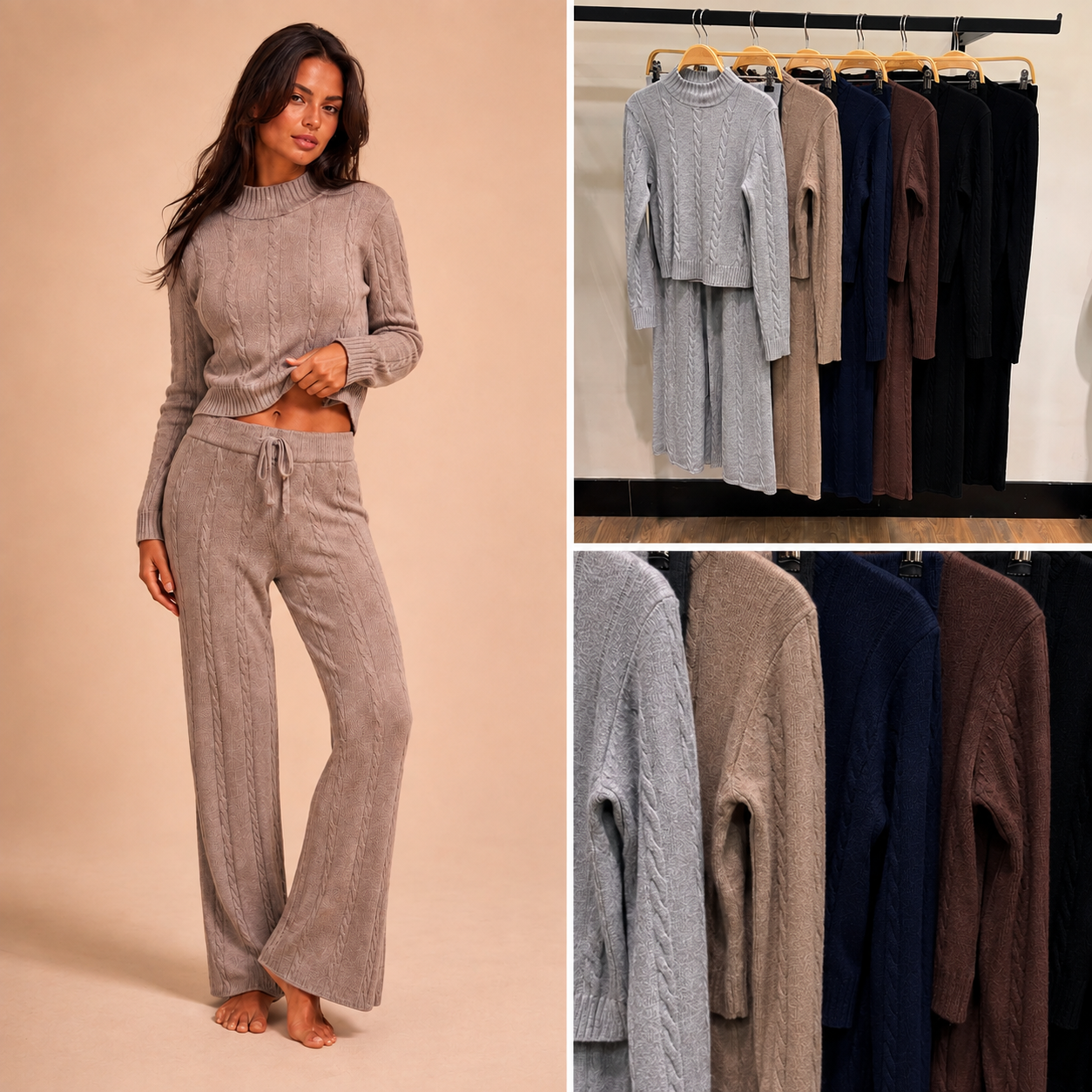 Cable knit lounge set